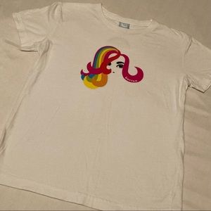 Vintage BURTON White Rainbow Girl Hair Shirt